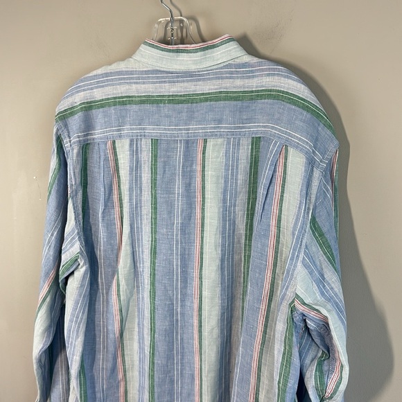 Tommy Bahama Men’s Break Line 100% Linen Striped Button Down Shirt Large Beachy - Picture 11 of 14